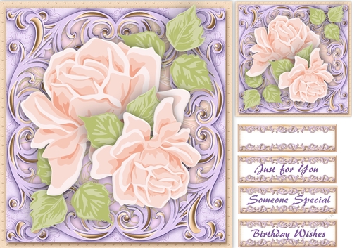 Pink Roses in Ornate Frame 