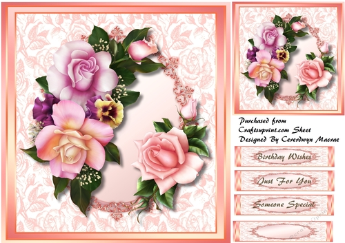 Beautiful Pink Roses in a Gold Frame 