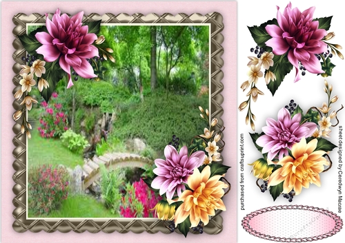 Beautiful Scene and Dahlias 