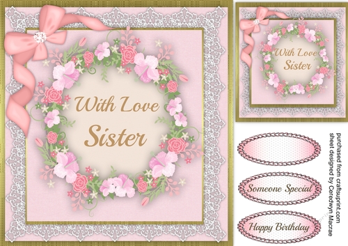 Birthday Wreath, With Love Sister