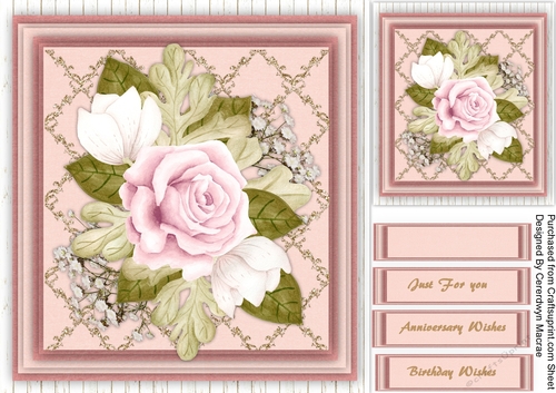 Beautiful Pink Roses on a Gold Mat