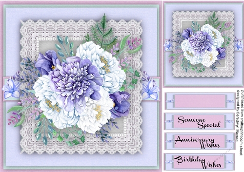 Beautiful Peony Roses on Vintage Lace,