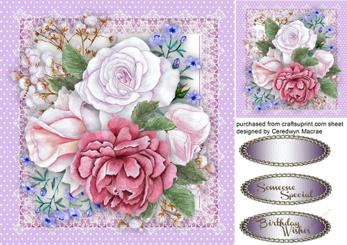 Stunning Roses on Vintage Lace,