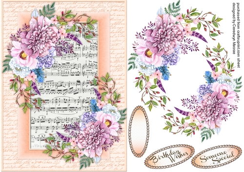 Beautiful Rose spray on Music Sheet 1