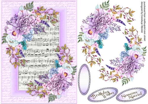 Beautiful Lilac Rose spray on Music Sheet 2