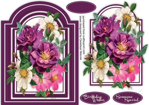 Beautiful Mixed Roses on  Plum Mat 