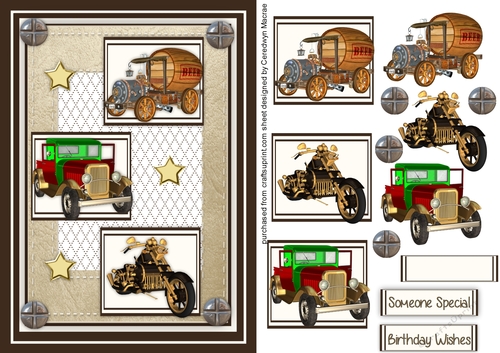 Mens Card Vintage Vehicles 