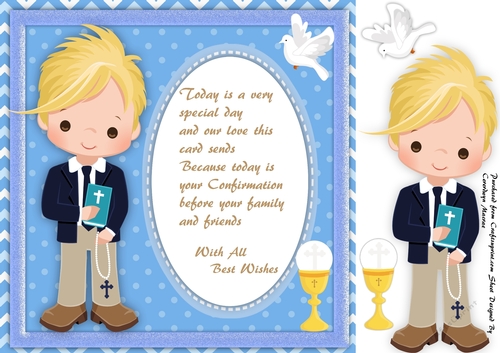 Lovely Boys Comfirmation Card with Verse ( Blond Hair)