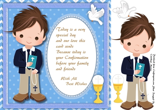 Lovely Boys Comfirmation Card with Verse ( Dark Hair)