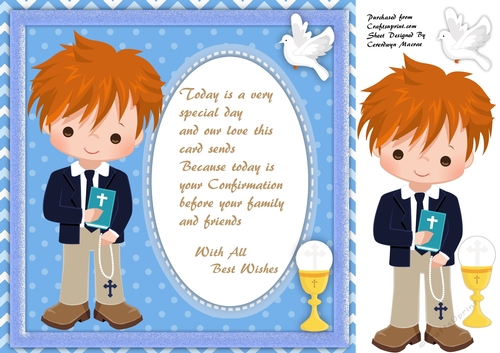 Lovely Boys Comfirmation Card with Verse ( Red Hair)