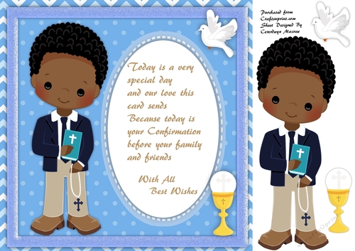 Lovely Ethnic Boys Comfirmation Card with Verse 