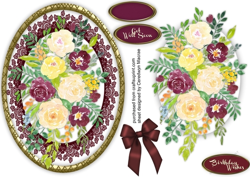 Beautiful Cream and Burgandy Roses in a Gold Frame 