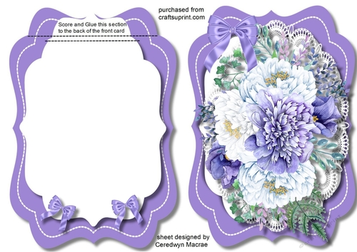 Tent Card, Beautiful Lilac and White Roses 