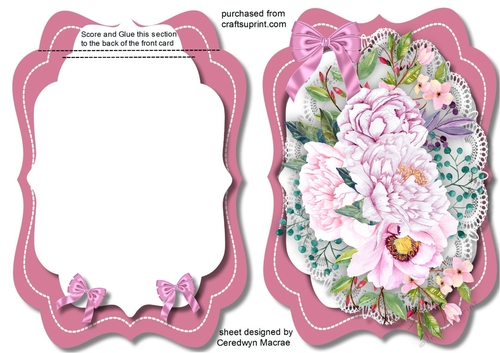 Tent Card, Pink Roese and Bow