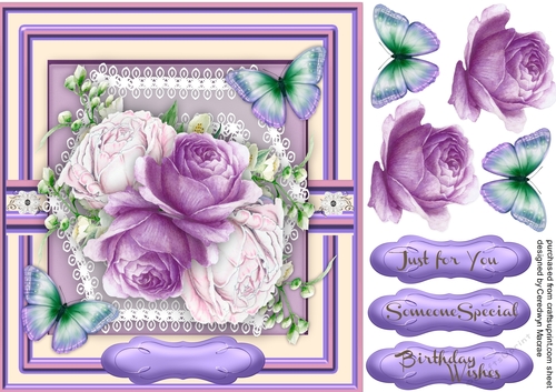 Beautiful Roses and Butterflys omn Lace 