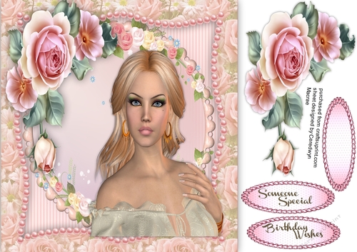 Gypsy Girl and Pink Roses 