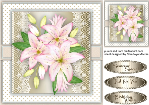 Stunning Lilys on a Lace Mat 