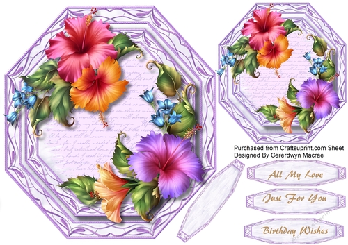 Beautiful Lilac Octagonal with Florals and Bell Flowers 