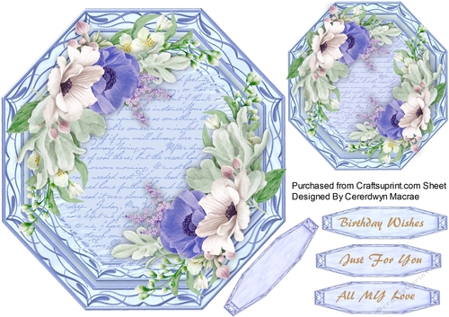 Beautiful Octagonal with Blue Anemones 