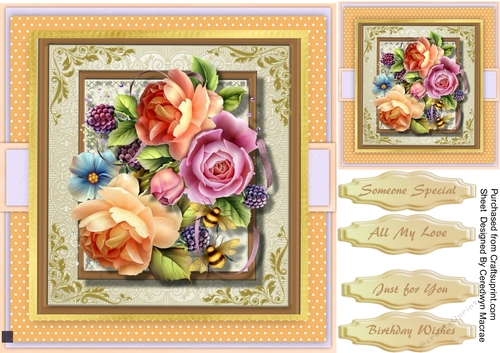 Beautiful Roses and Fruits on a Polka dot mat 