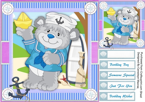 Sailor Bear with His Sailing Boat 