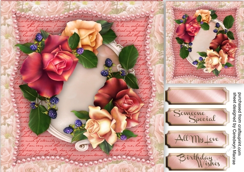 Beautiful  Roses on a pearl Shaped Mat