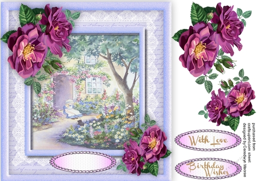 Lilac Roses and Cottage Flowers 
