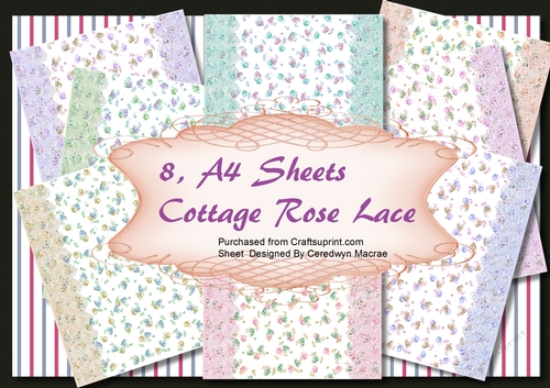 8, A4 Cottage Rose and lace Sheets 