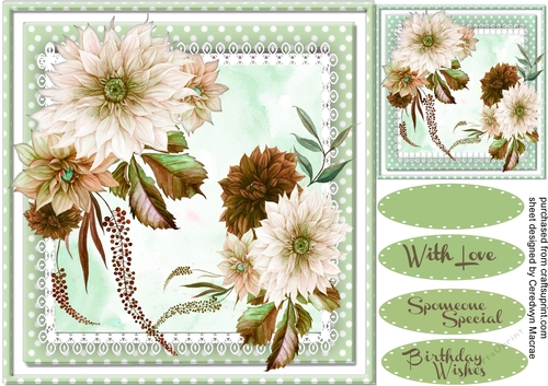 Beautiful Flowers on soft green mat 