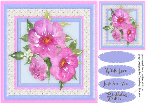 Beautiful Watercolored Bell Flowers on lace 