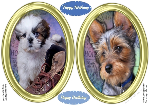 2 Beautiful Gold Toppers , with Dogs 