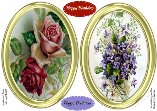 2 Beautiful Gold Toppers , Roses and Violets 