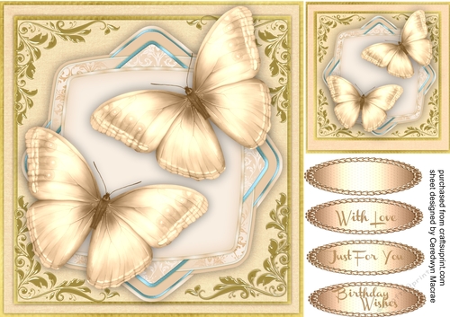 Gold Butterflys on a Shaped Mat