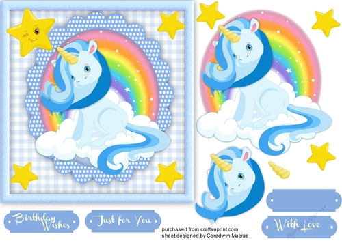 Blue Unicorn on a Blue Mat 