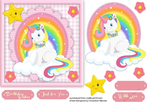White Unicorn on a Blue Mat 