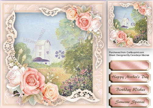 Windmill in the Meadow and Vintage lace 