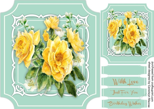 Beautiful Yellow Roses and Jasmine on Celtic Lace 