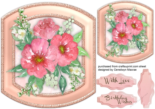 Beautiful Pink Trumpet Flowers on a Shaped Mat 