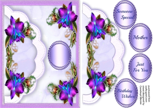Lovely Scallope Envelope card with Orchids 