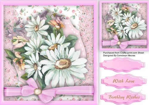 Beautiful Daisys on a Shaped Mat 