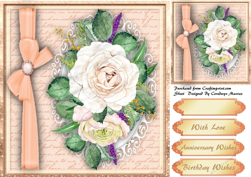 Beautiful Watercoloured roses on a Script Mat