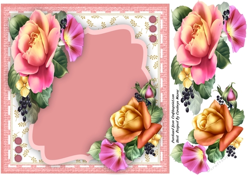 Beautiful Pink Roses on a Burlap Mat 