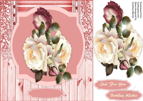 Beautiful  Burgandy and Cream Roses on a Shaped Mat