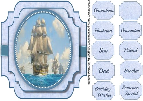 Beautifuil Shaped card , Sailing ships