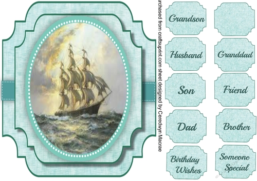 Beautifuil Shaped card , Sailing ships