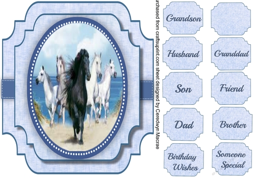 Lovely Shaped Card , Horses at The Gallop