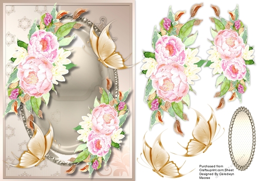 Peach Roses and Butterflys 
