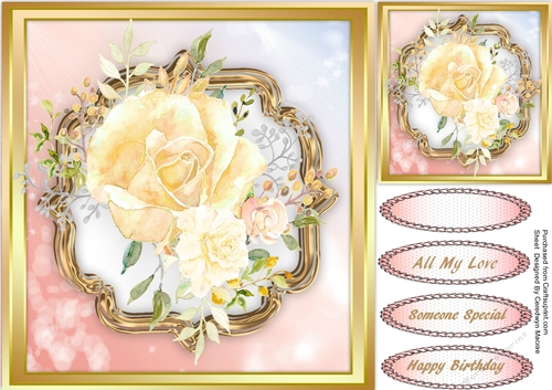 Beauiful Cream roses on a Gold Bracket Frame 