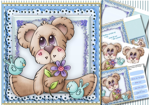 8x8 Mini Kit, Teddy and Friends in a Stitched Frame 