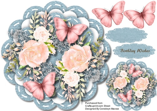 Beautiful Pink roses and Butterflys 